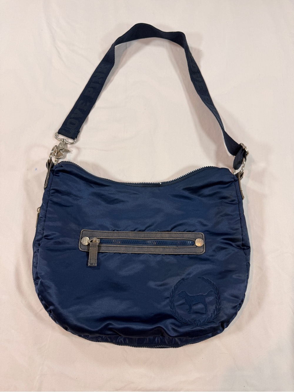 Y2K PINK Victoria's Secret Navy Shoulder Bag Bottom Adjustable Zip